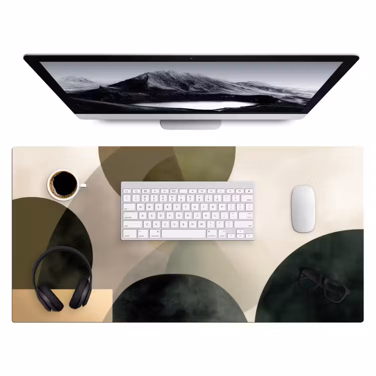 Bureau onderlegger - Vlakken - Abstract - Beige - Cirkels — 4