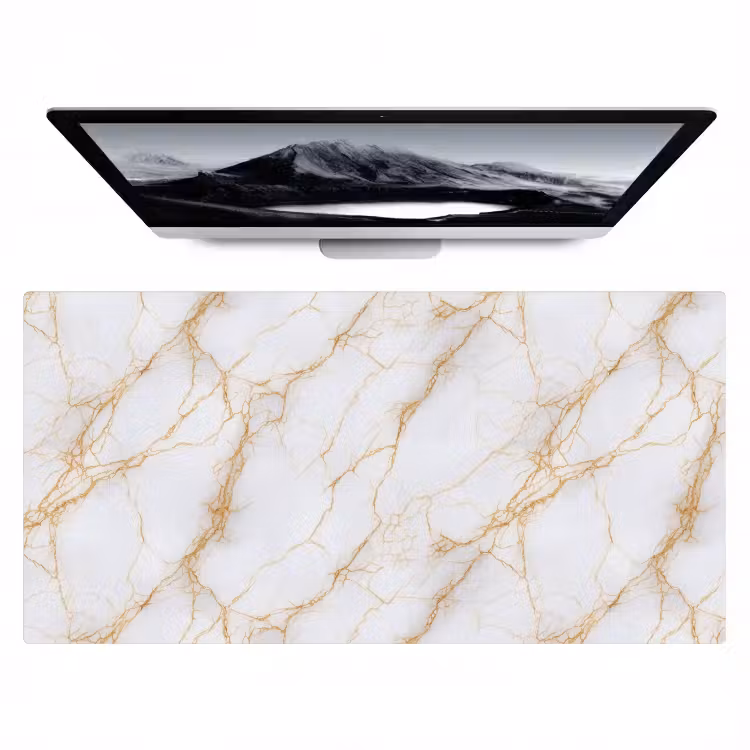 Bureau onderlegger - Wit - Goud - Marmer - Aders — 1