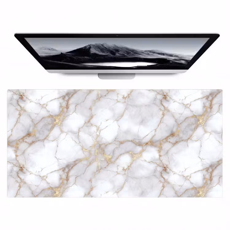 Bureau onderlegger - Wit - Goud - Marmer - Grijs — 1