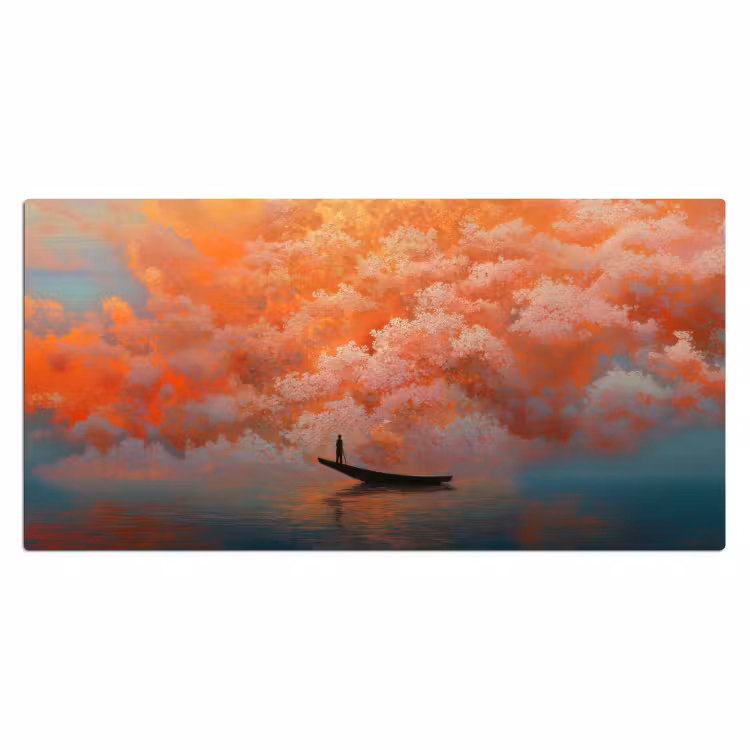 Bureau onderlegger - Zee - Boot - Wolken - Oranje — 2