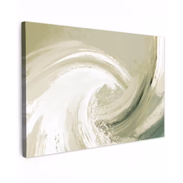 Canvas schilderij - Abstract - Penseelstreken - Golven - Groen — 1