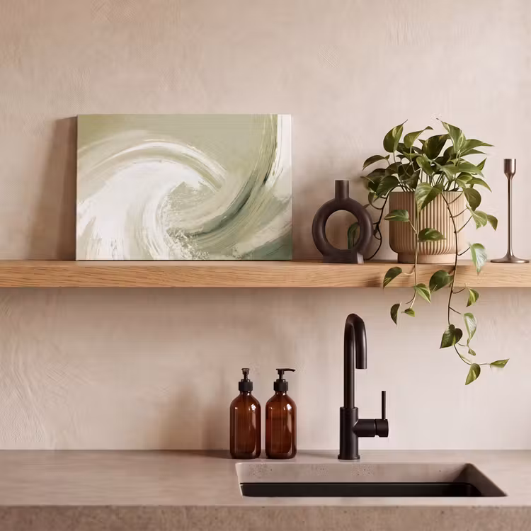 Canvas schilderij - Abstract - Penseelstreken - Golven - Groen — 3