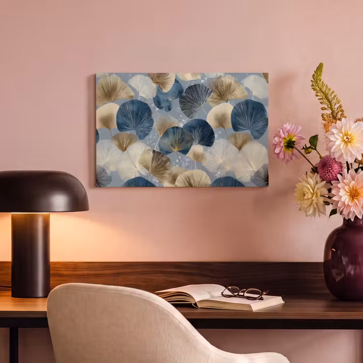 Canvas schilderij - Bladeren - Abstract - Goud - Blauw — 4