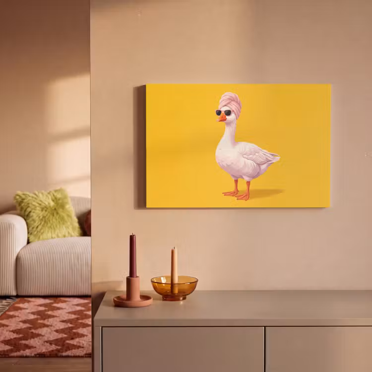 Canvas schilderij - Eend - Zonnebril - Geel — 2