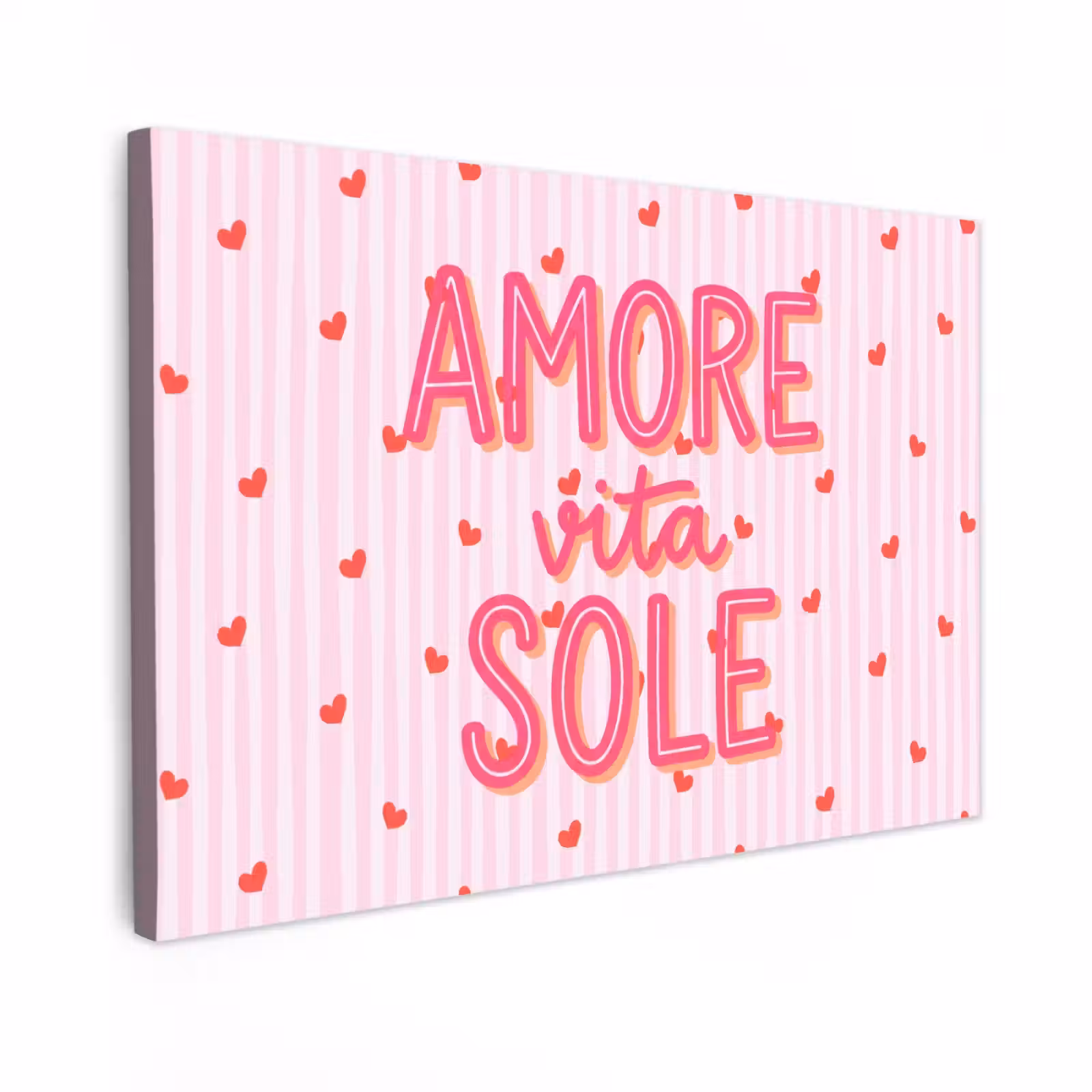 Canvas schilderij - Amore vita sole - Roze - Hartjes — 1
