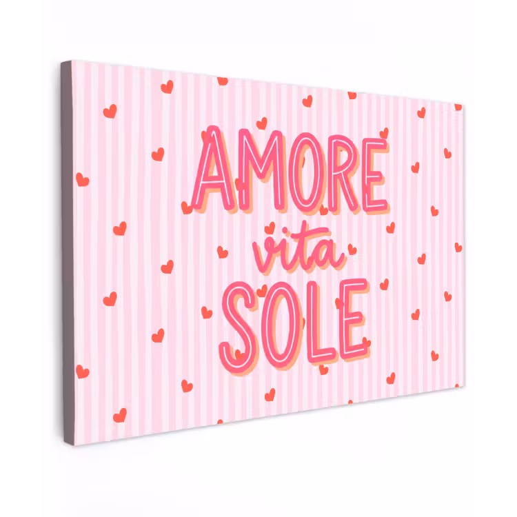 Canvas schilderij - Amore vita sole - Roze - Hartjes — 1