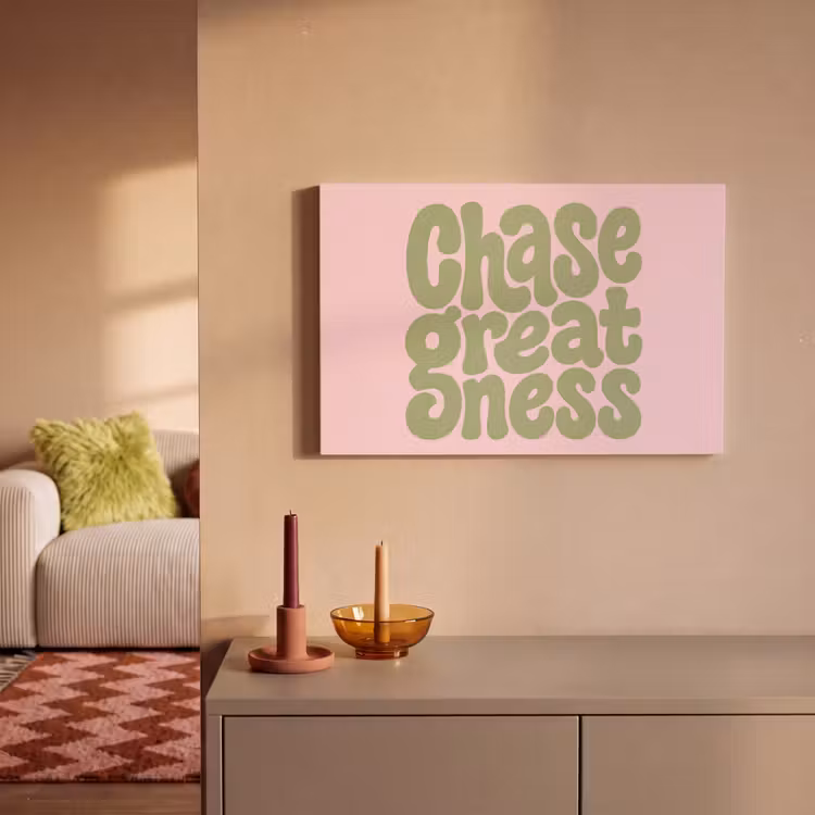 Canvas schilderij - Chase greatness - Groen - Roze - Retro — 2