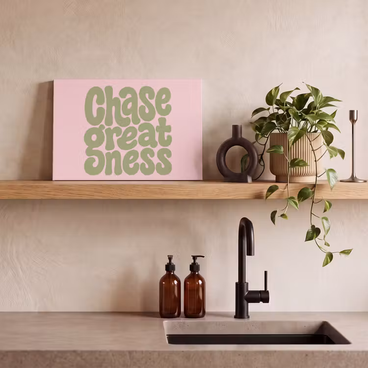 Canvas schilderij - Chase greatness - Groen - Roze - Retro — 3