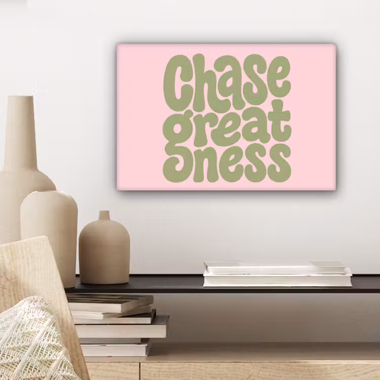 Canvas schilderij - Chase greatness - Groen - Roze - Retro — 5