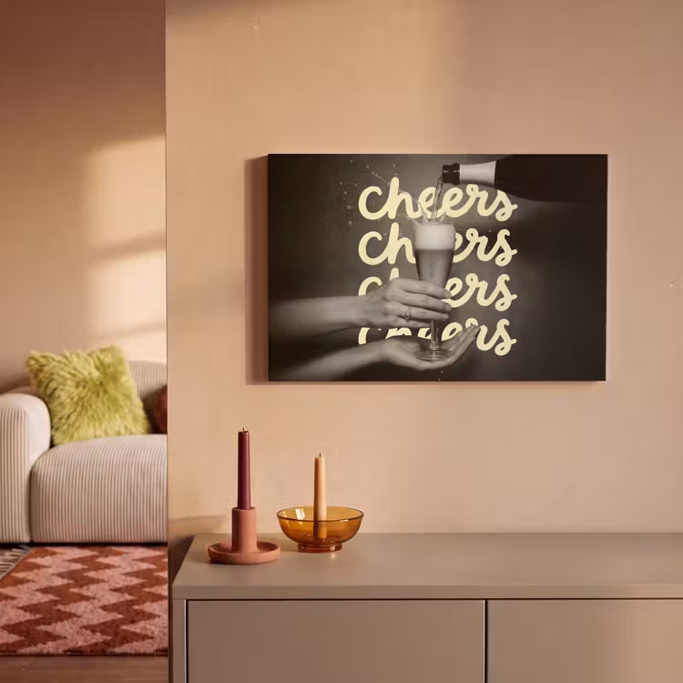 Canvas schilderij - Cheers - Wijn - Zwart - Wit — 2