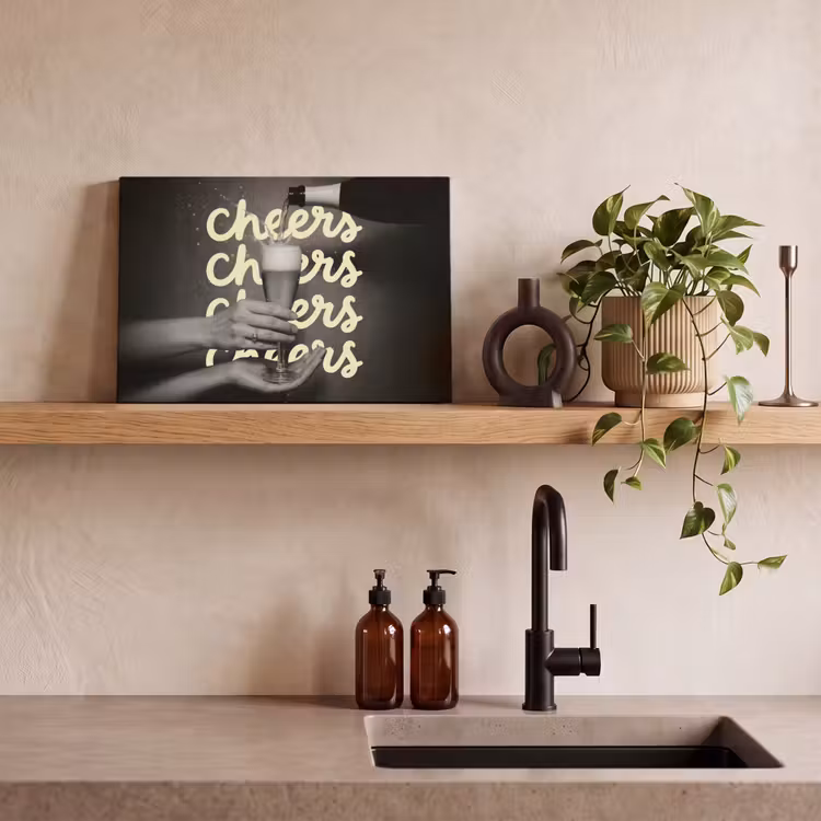 Canvas schilderij - Cheers - Wijn - Zwart - Wit — 3