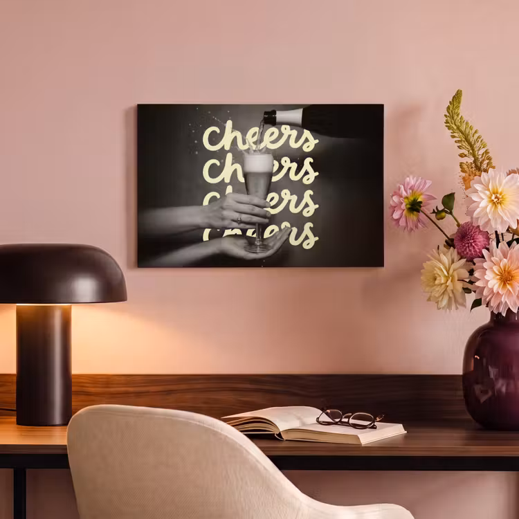 Canvas schilderij - Cheers - Wijn - Zwart - Wit — 4