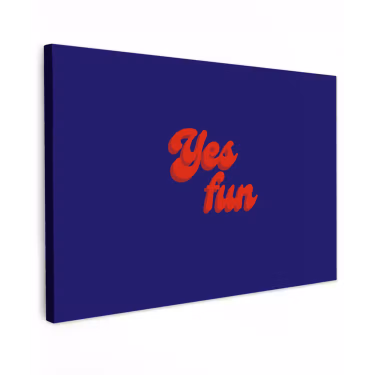Canvas schilderij - Blauw - Rood - Yes fun - 3D — 1