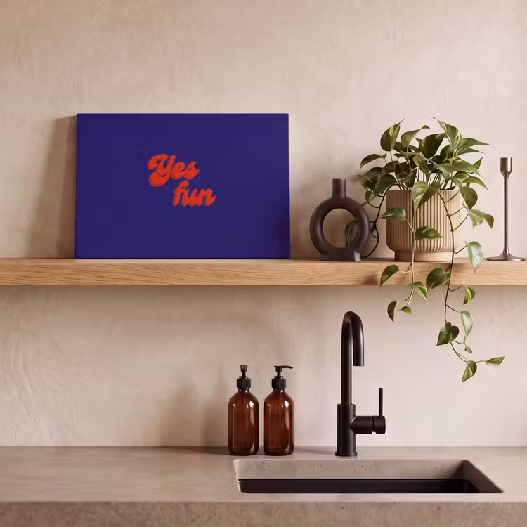 Canvas schilderij - Blauw - Rood - Yes fun - 3D — 3