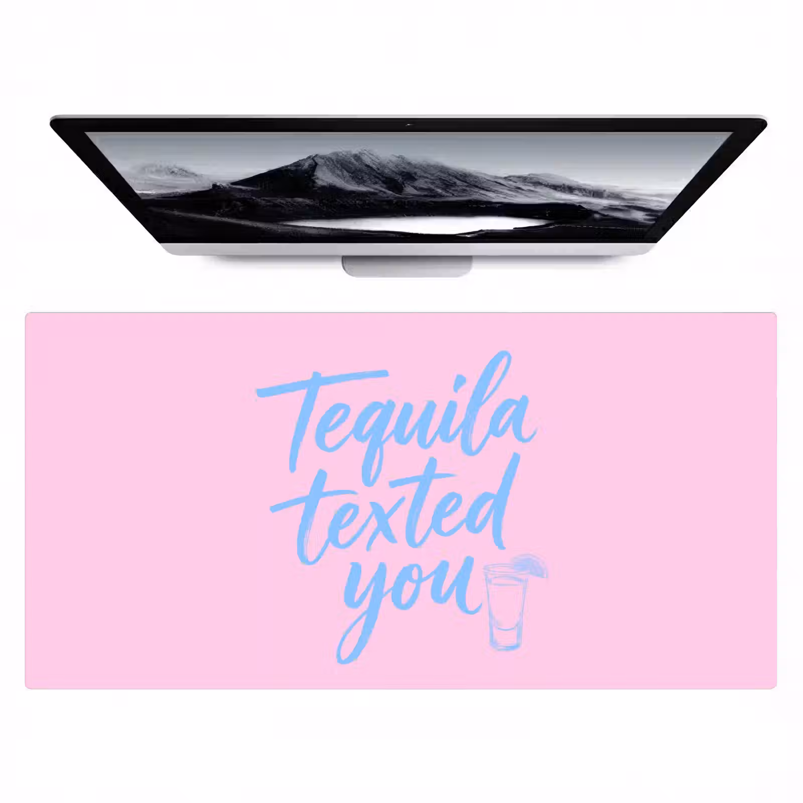 Bureau onderlegger - Tequila texted you - Roze - Blauw — 1