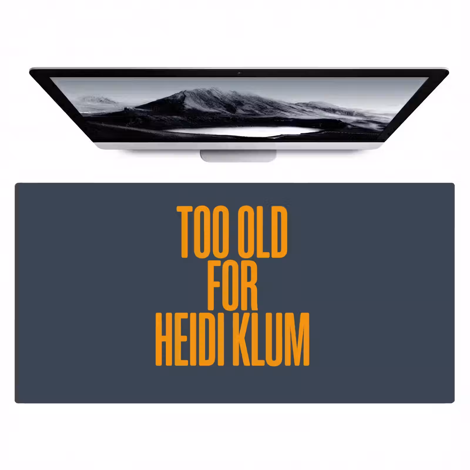 Bureau onderlegger - Too old for heidi klum - Geel - Blauw — 1