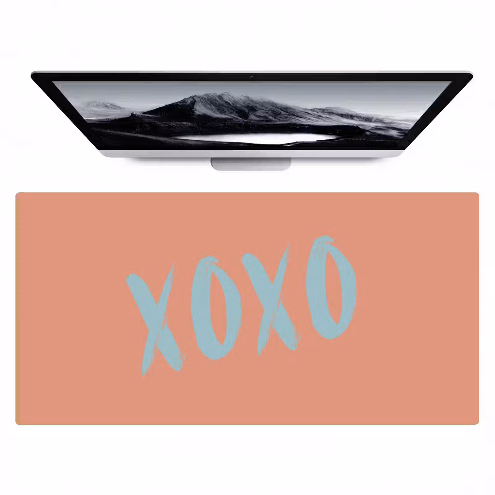 Bureau onderlegger - XOXO - Blauw - Perzikkleur — 1