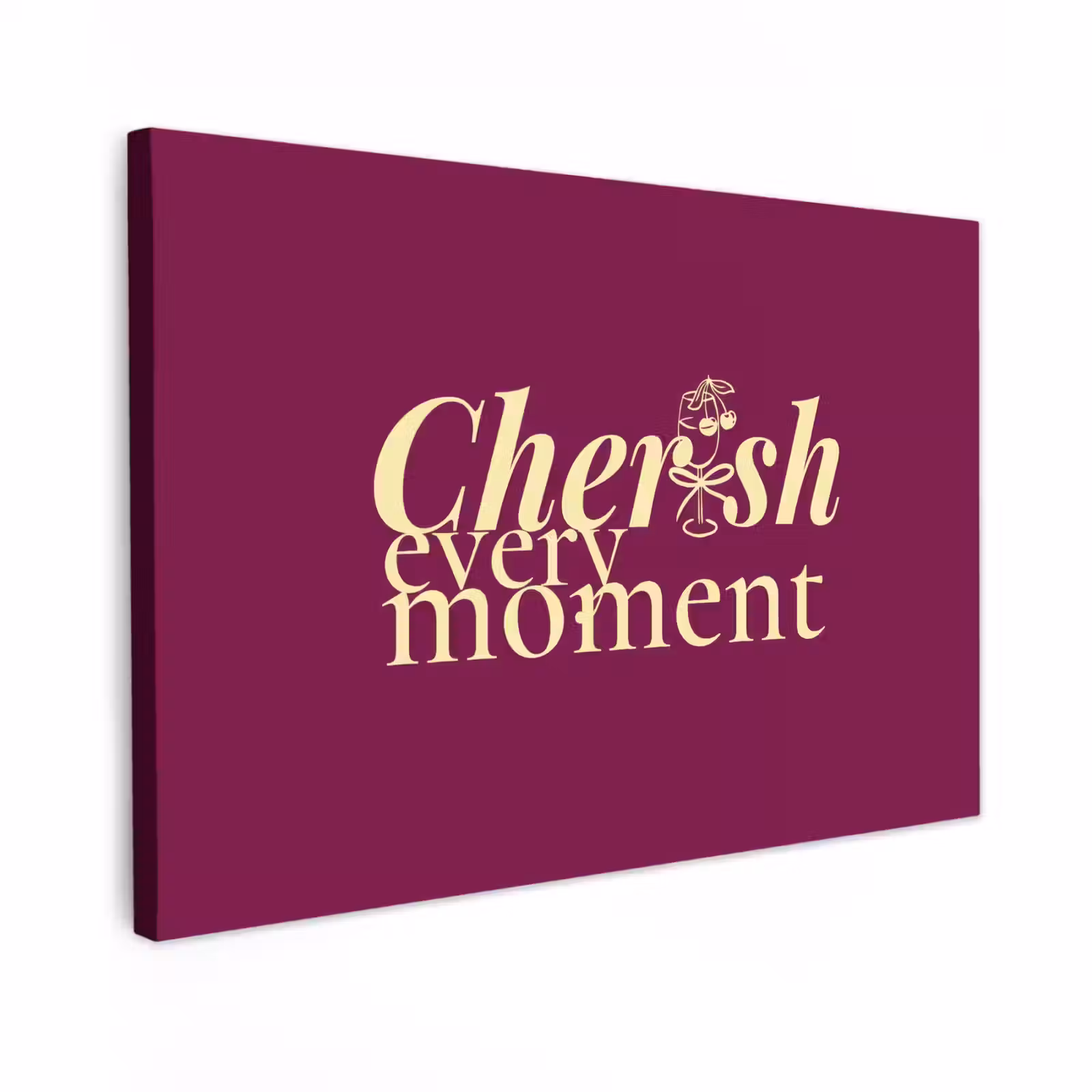 Canvas schilderij - Cherish every moment - Cocktailglas - Bordeaux — 1