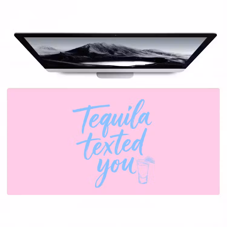 Bureau onderlegger - Tequila texted you - Roze - Blauw — 1
