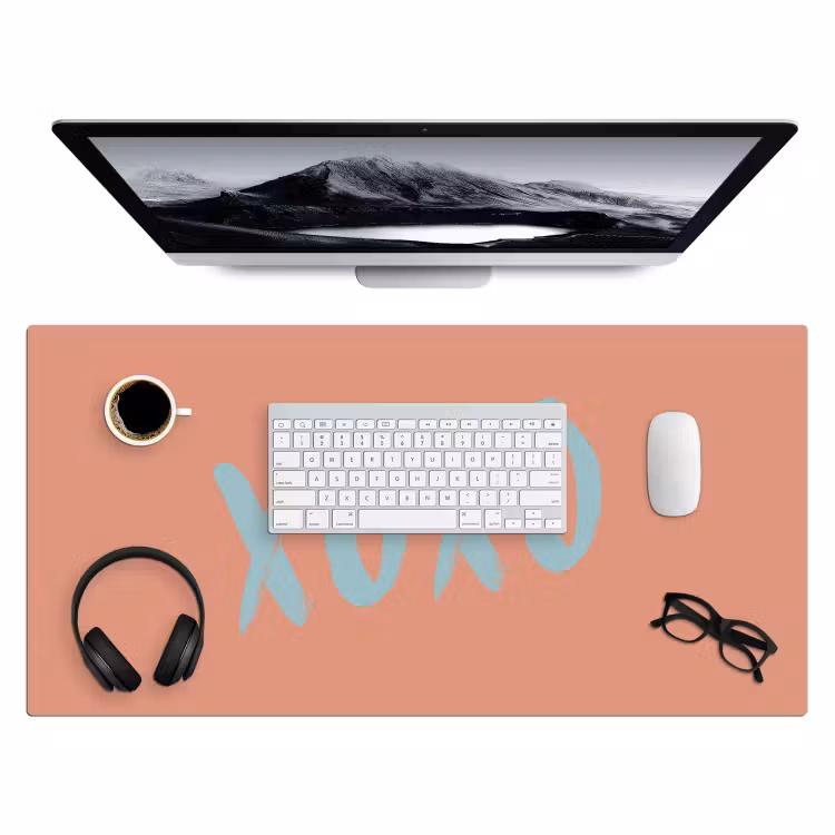 Bureau onderlegger - XOXO - Blauw - Perzikkleur — 4