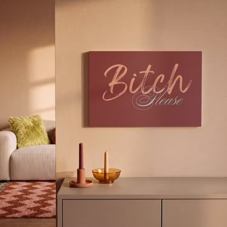 Canvas schilderij - Bitch please - Rood - Blauw — 2