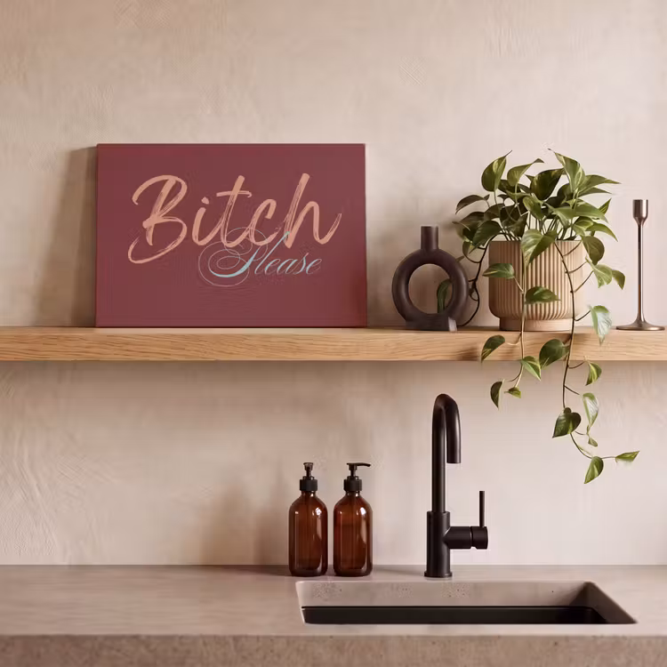 Canvas schilderij - Bitch please - Rood - Blauw — 3