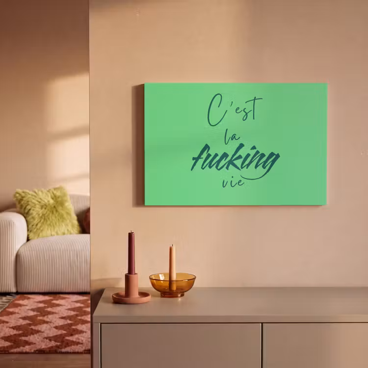 Canvas schilderij - c'est la fucking vie - Groen - Penseelstijl — 2