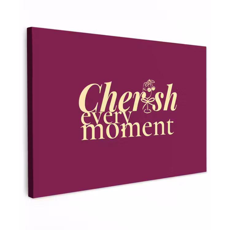 Canvas schilderij - Cherish every moment - Cocktailglas - Bordeaux — 1