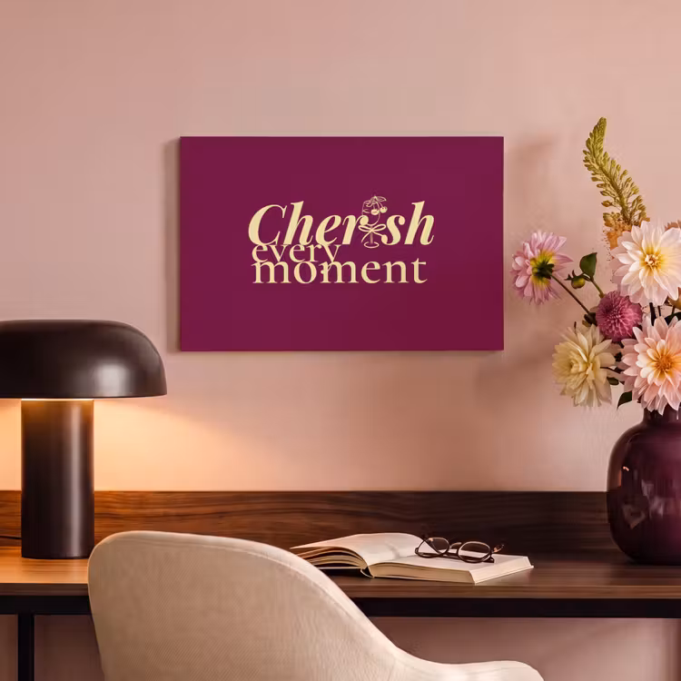 Canvas schilderij - Cherish every moment - Cocktailglas - Bordeaux — 4