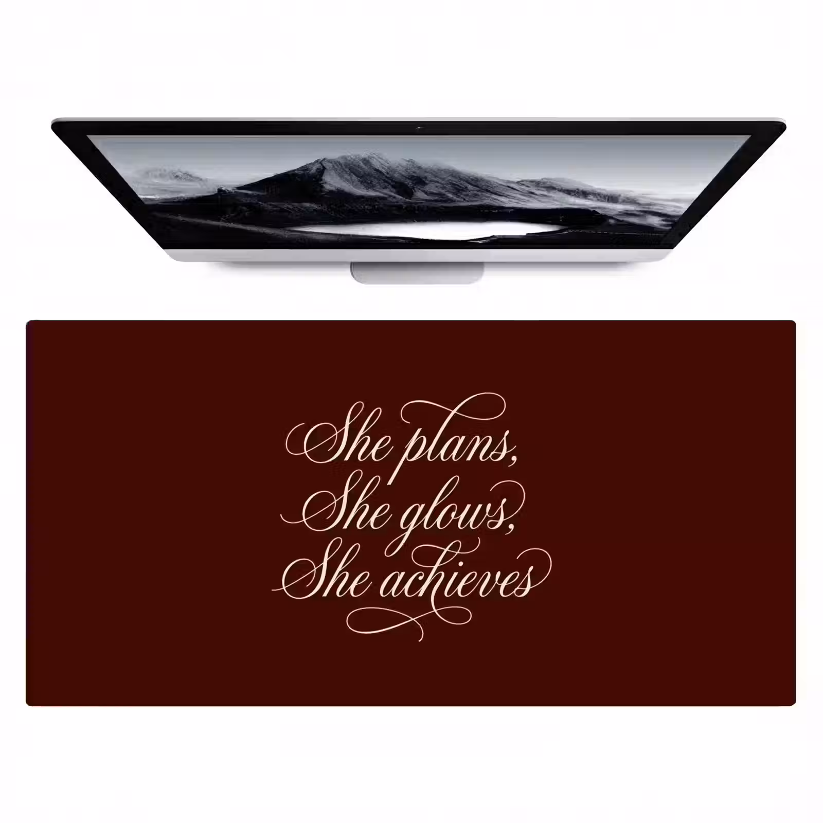 Bureau onderlegger - She plans she glows she achieves - Rood - Cursief — 1