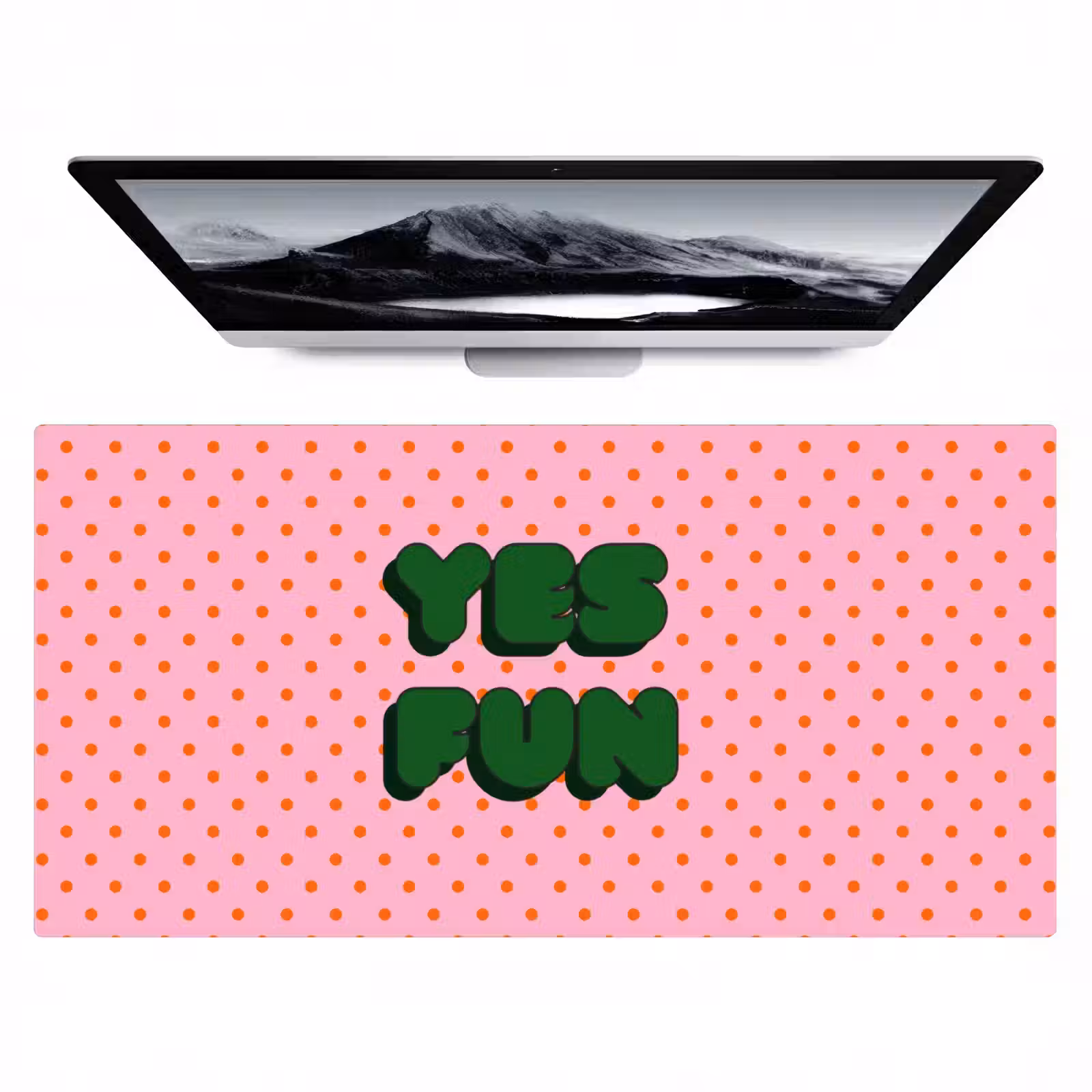 Bureau onderlegger - Yes fun - Groen - Roze - Stippen — 1