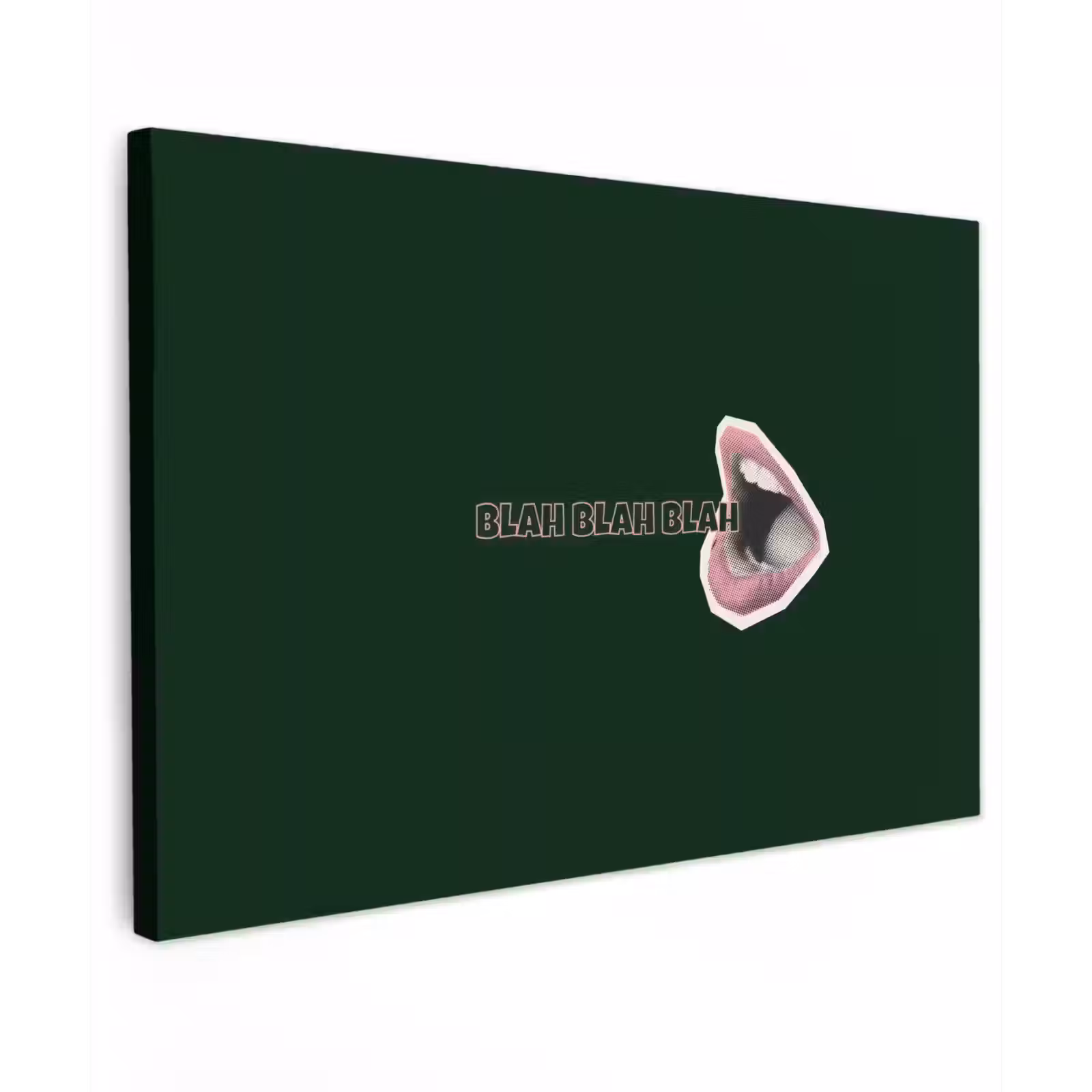Canvas schilderij - BLAH BLAH BLAH - Mond - Groen — 1