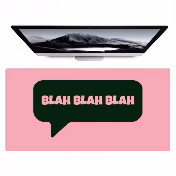 Bureau onderlegger - Roze - Tekstwolk - Groen - BLAH BLAH BLAH — 1