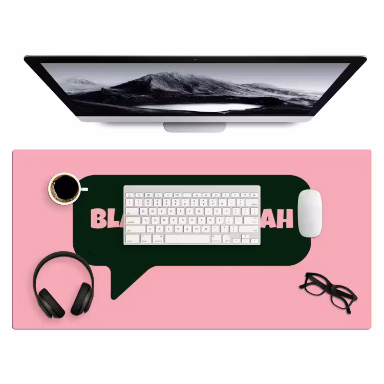 Bureau onderlegger - Roze - Tekstwolk - Groen - BLAH BLAH BLAH — 4