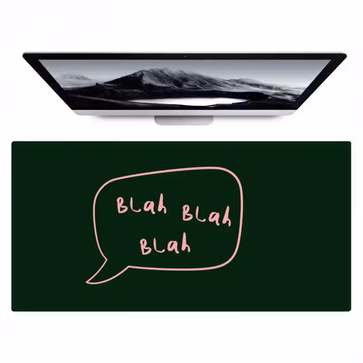 Bureau onderlegger - Tekstwolkje - Donkergroen - BLAH BLAH BLAH — 1