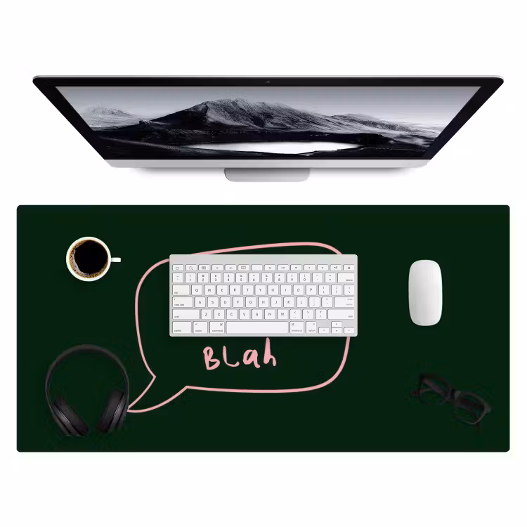 Bureau onderlegger - Tekstwolkje - Donkergroen - BLAH BLAH BLAH — 4