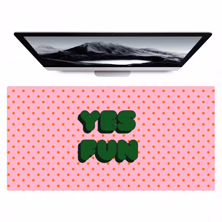 Bureau onderlegger - Yes fun - Groen - Roze - Stippen — 1