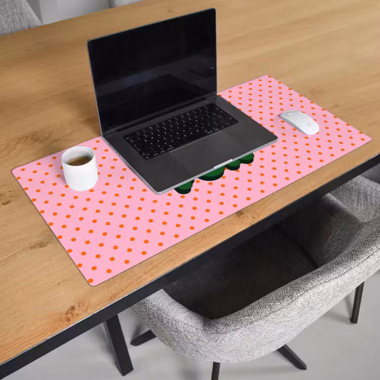 Bureau onderlegger - Yes fun - Groen - Roze - Stippen — 3