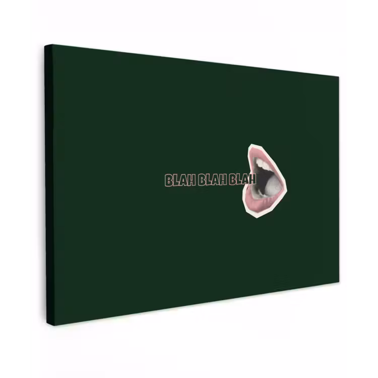 Canvas schilderij - BLAH BLAH BLAH - Mond - Groen — 1