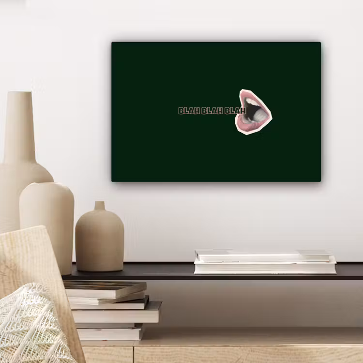 Canvas schilderij - BLAH BLAH BLAH - Mond - Groen — 5