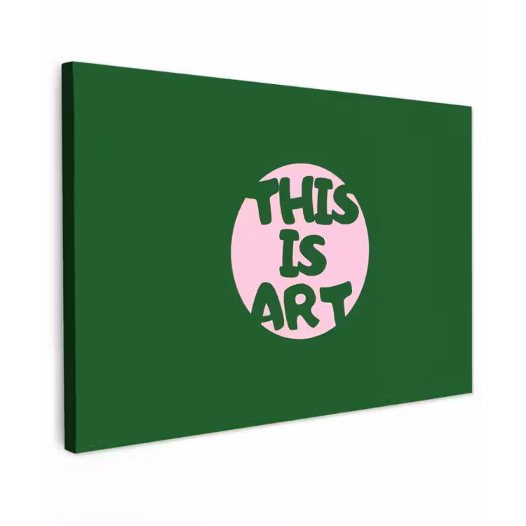Canvas schilderij - Cirkel - Roze - Tekst - Art — 1
