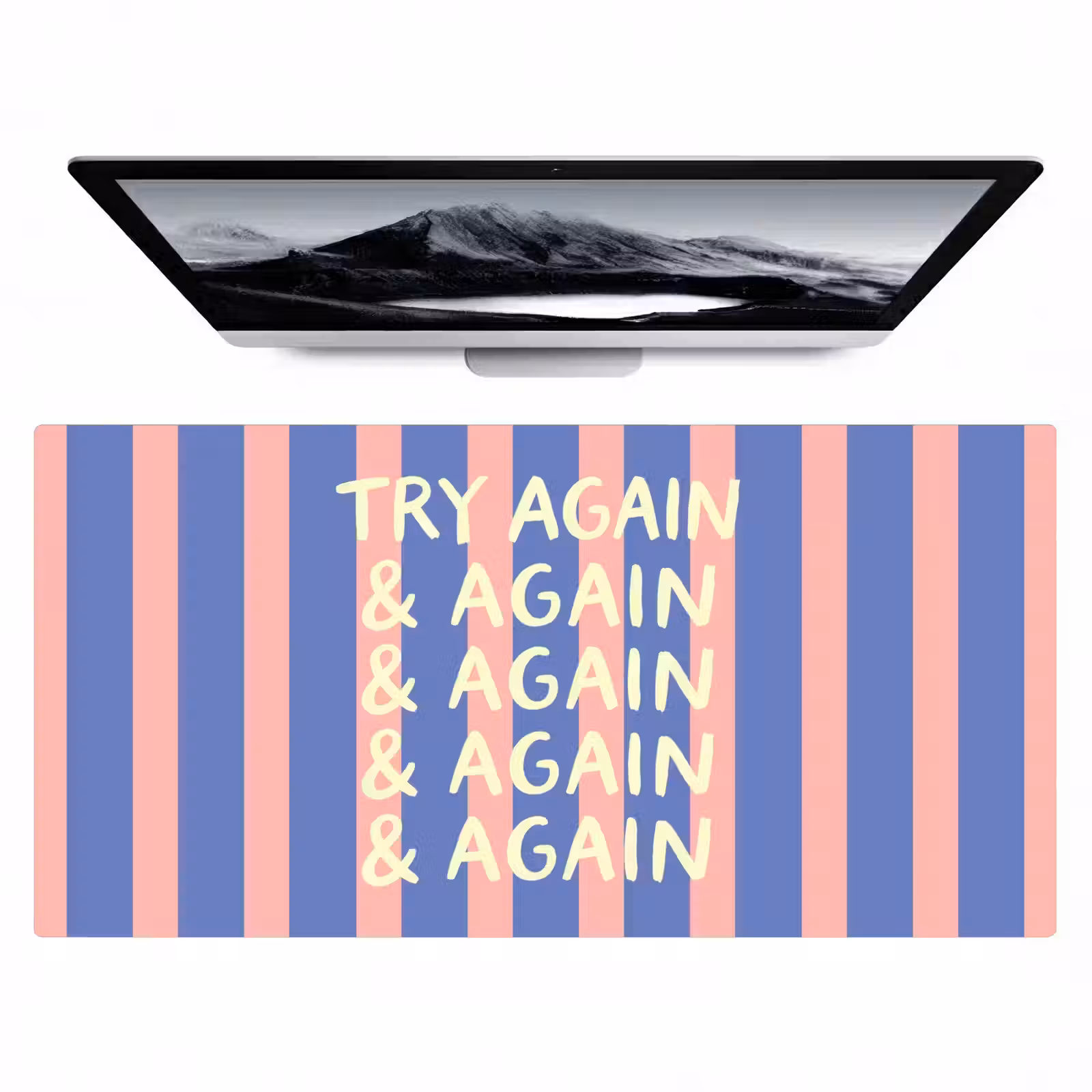 Bureau onderlegger - Try again - Strepen - Roze - Verticaal - Blauw — 1