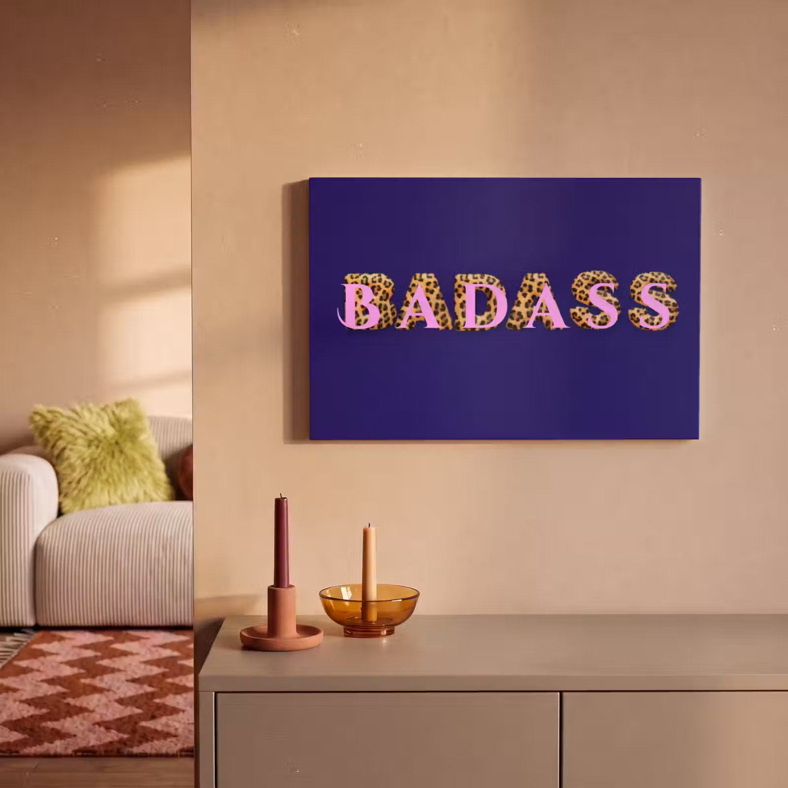 Canvas schilderij - Badass - Panterpint - Schaduw - Roze — 1