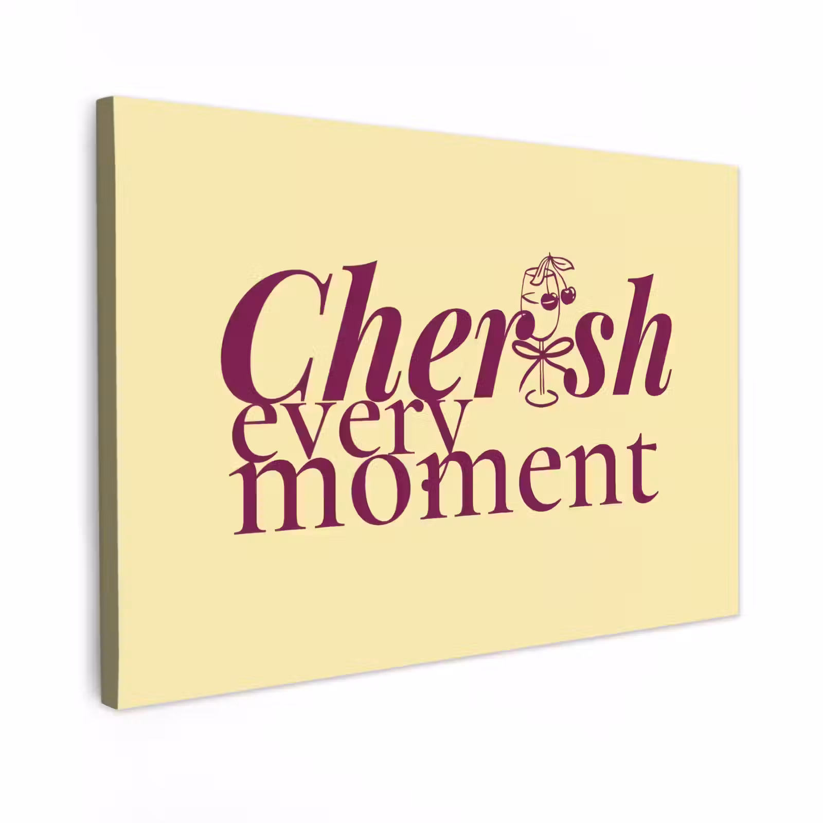 Canvas schilderij - Cherish every moment - Cocktailglas - Geel — 1