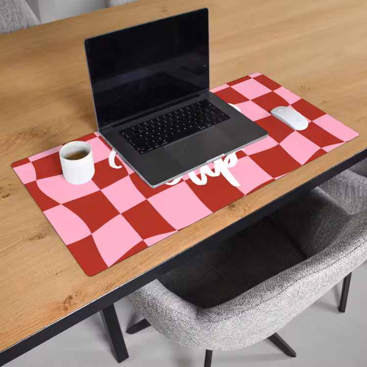 Bureau onderlegger - Pinky up - Geblokt - Bordeauxrood — 3