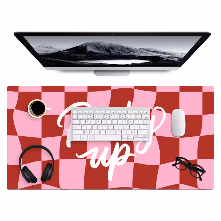 Bureau onderlegger - Pinky up - Geblokt - Bordeauxrood — 4