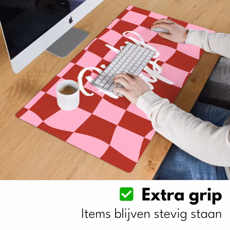 Bureau onderlegger - Pinky up - Geblokt - Bordeauxrood — 6