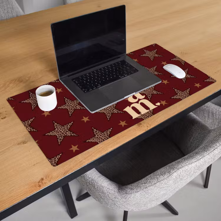 Bureau onderlegger - Sterren - Luipaardprint - Dream - Bordeaux — 3