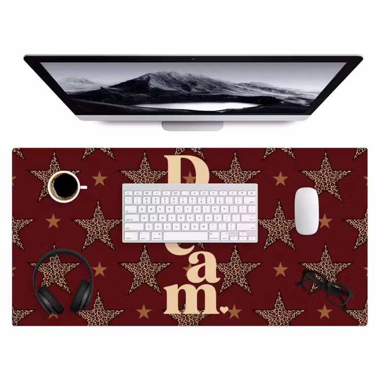 Bureau onderlegger - Sterren - Luipaardprint - Dream - Bordeaux — 4