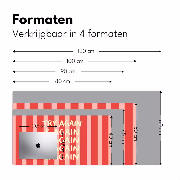 Bureau onderlegger - Strepen - Rood - Try again — 8